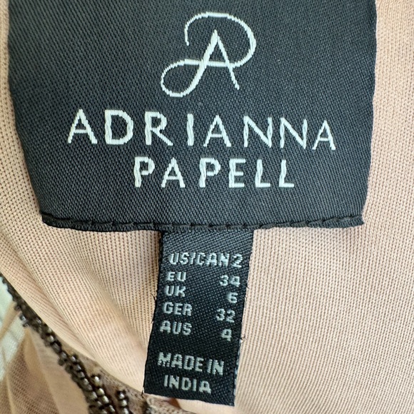 Adrianna Papell Illusion Yoke Beaded Sheath Dress in Taupe - Picture 3 of 3